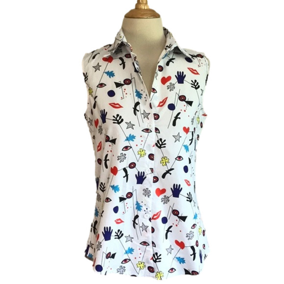 JOJO Fun Print Sleeveless Cotton Top Size S - Picture 1 of 5